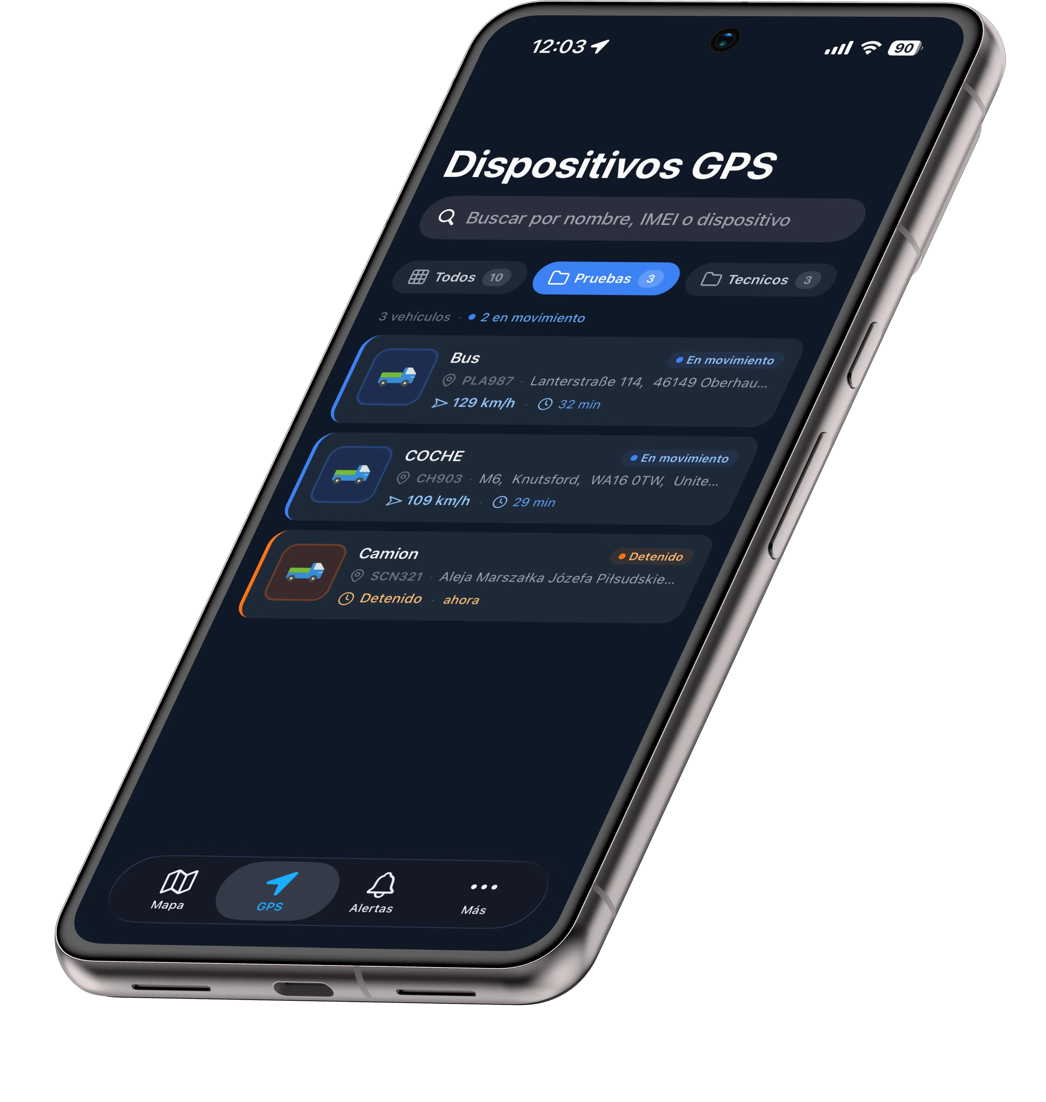 Atlántida app — pantalla de flota